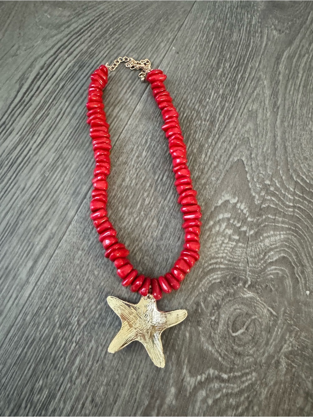 Beaded Necklace with Blue & White Starfish Pendant - Picture 4 of 8
